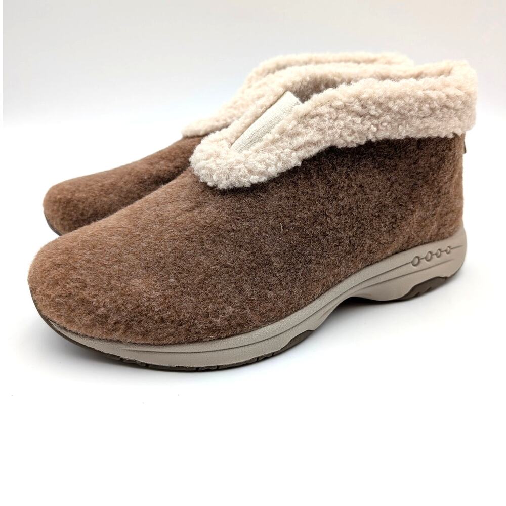Easy Spirit Treepose Cozy Slipper Booties Women's Cognac Felt Size US8.5W EU39